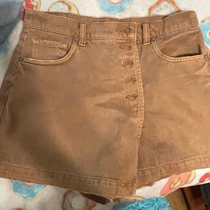american eagle tan denim button fly skort!
